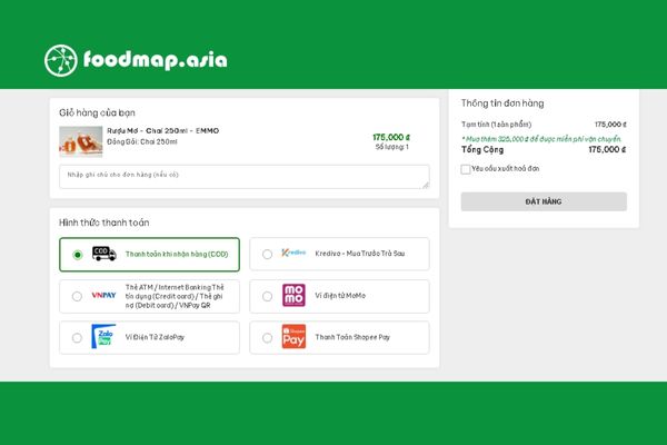 chọn hình thức thanh toán và chốt đơn hàng của bạn